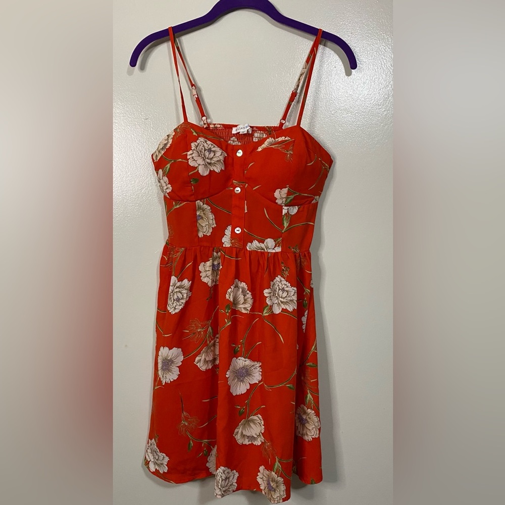 Red Floral summer dress size M